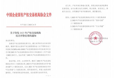 喜報！貴州陽光產(chǎn)權(quán)交易所獲評全國產(chǎn)權(quán)交易機構(gòu)綜合評價三十強機構(gòu)